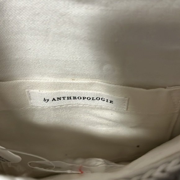 Anthropology white beaded purse with gold chain, Crossbody - Picture 3 of 4